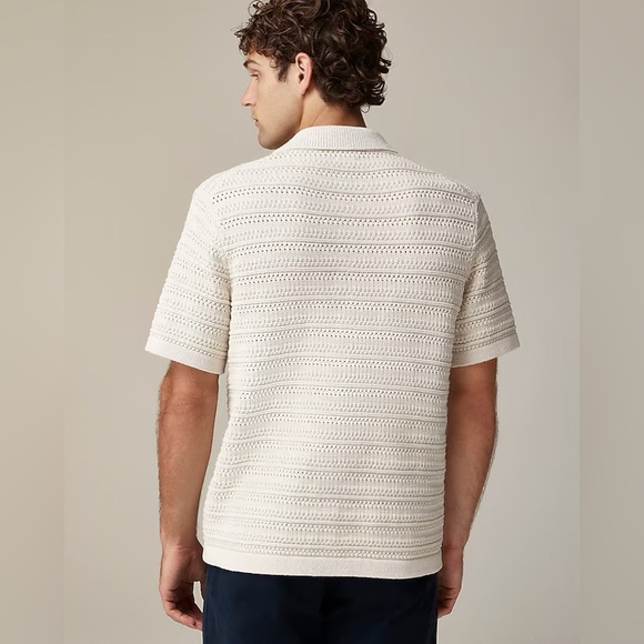 NWT J.crew Short-sleeve cotton open-stitch polo cardigan sweater - Picture 3 of 5